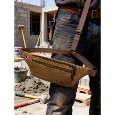 Imagem de Bolsa masculina de lona para esportes ao ar livre, pochete transversal para trilhas, acampamento, viagens e trabalho