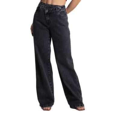 Imagem de Calça Jeans Sawary Wide Leg - 281665 - preta 36, Preto, 36