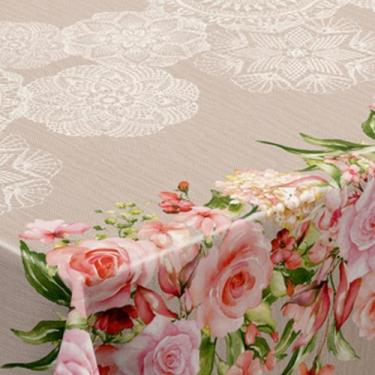 Imagem de Toalha De Mesa Térmica Pvc Renda Floral Redonda 1,38 - Idealiza