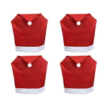 Imagem de Capa De Cadeira De Natal Vermelha Em Tecido Não Tecido Para Decoração 