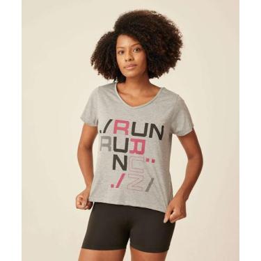 Imagem de Blusa Feminina Fitness Frase Manga Curta Marisa-33036, Cinza, P
