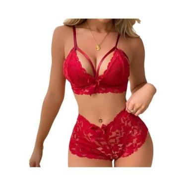 Imagem de Conjunto De Lingerie Sexy Feminina Com Sutiã E Calcinha De Renda Trans