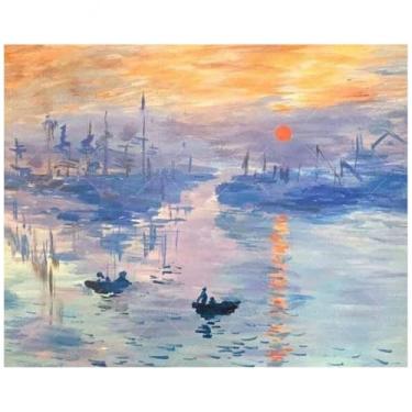 Imagem de Kit de pintura de paisagem marítima por números para adultos - Pintura do nascer do sol com impressão DIY em tela, conjunto de tinta acrílica, adequado para iniciantes, arte oceânica para decoração de