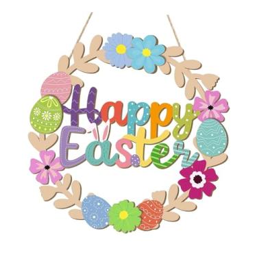 Imagem de KiBcsLic Guirlanda de Páscoa em Placa de Parede, Ornamento Colorido para, Decoração de Primavera, Feliz Páscoa para Porta de Entrada, Ideal para, Style B