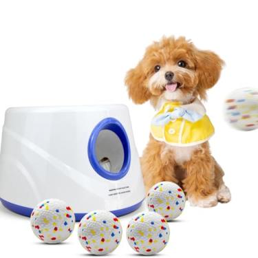 Imagem de SARIEN Lançador automático de bolas para cães com 6 bolas, 3 configurações de distância ajustáveis de 30 a 1,5 m, brinquedo interativo para cães pequenos e médios, uso interno e externo