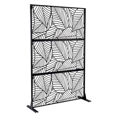 Imagem de Biombo Reto Folhas de Metal Interno/Externo 1,8x1,2mt Preto