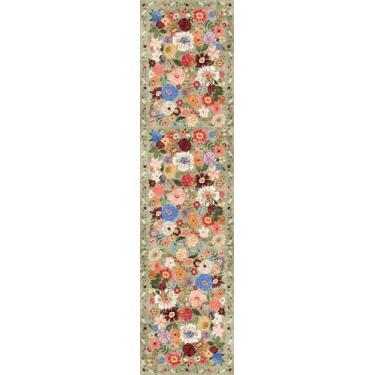 Imagem de Tapetes de corredor de entrada de 5 x 10 cm, tapetes antiderrapantes laváveis com suporte de borracha, tapete floral macio para cozinha, lavanderia, quarto, banheiro (2 x 4, jardim verde)