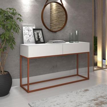 Imagem de Aparador Buffet 02 Gavetas Industrial Linha Alta Moderno Branco Cobre 