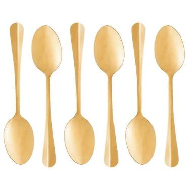 Imagem de Conjunto c/ 6 colheres de mesa positano aço inox dourado - lyor