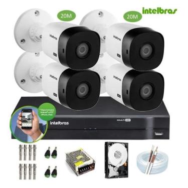 Imagem de Kit 4 Câmeras Intelbras 1120b Com Dvr 4 Canais E Hd Incluso