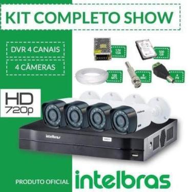 Imagem de Kit cftv intelbras completo alta definição 4 câmeras c/hd 500gb