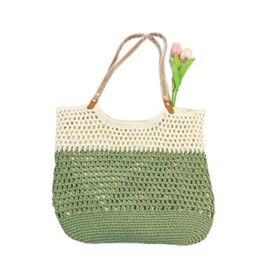 Imagem de Bolsa de ombro de tecido boêmio - Bolsa de praia grande a céu aberto, Verde, Tendência