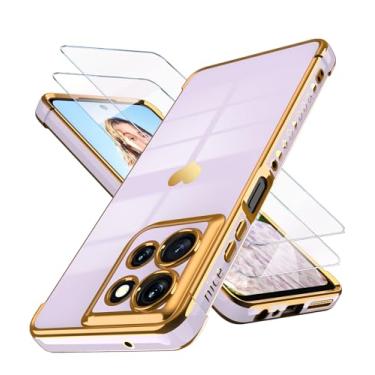 Imagem de Dretal Capa para Motorola Moto-G-Power-5G-2025 com 2 películas protetoras, para meninas, mulheres, fofa, feminina, amor, coração, luxuosa, dourada, macia, proteção para câmera, bumper de silicone, à