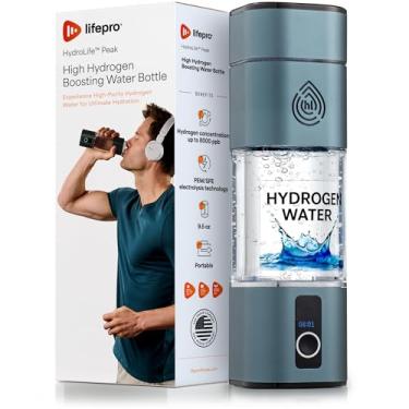 Imagem de LifePro Gerador de garrafa de água de hidrogênio HydroLife Peak – Garrafa de água portátil que aumenta o hidrogênio com tecnologia SPE/PEM com tela OLED e carregamento USB-C – 280 ml, corpo de