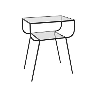 Imagem de Mesa lateral de sofá com economia de espaço, suporte para laptop, suporte de extremidade, mesa de café, mesa lateral ao lado da cama, sofá, estação de trabalho portátil (cor: dourado) (preto)