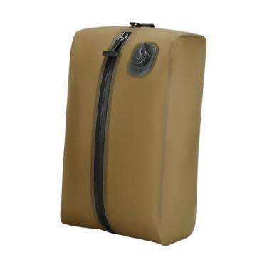 Imagem de ＫＬＫＣＭＳ Saco de viagem a vácuo para armazenamento de roupas, saco de compressão reutilizável e impermeável, organizador multifuncional para bagagem, ideal, Cáqui