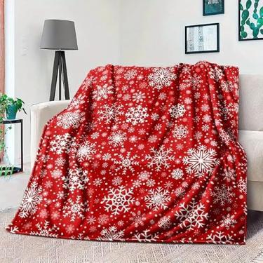 Imagem de Cobertor de flanela de flocos de neve de Natal super macio e leve para decoração de Natal, sofá-cama, sala de estar, todas as estações