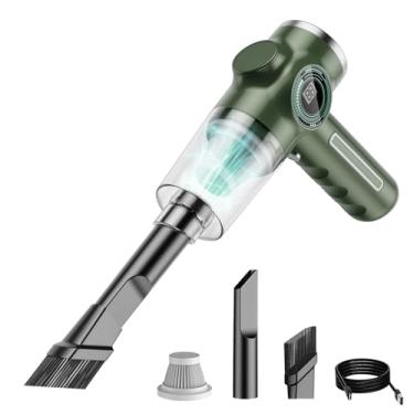 Imagem de Generic Aspirador de pó portátil para carro doméstico com bico plano e escovado, tela Dightal, mini aspirador de pó sem fio com filtro reutilizável, copo de poeira transparente para sofá, teclados e