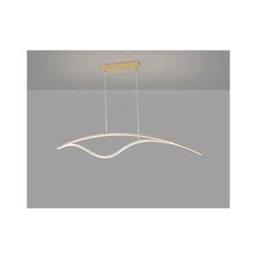 Imagem de Lustre de mesa de jantar com LED, dimerizável e com controle remoto, para sala de estar, sala de jantar e cozinha, modelo BD411, luminária pendente moderna com altura ajustável (96 cm de com