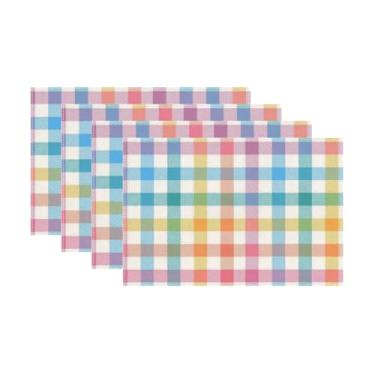 Imagem de Jogo americano de Páscoa, estampa xadrez colorida