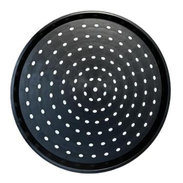 Imagem de FlyNautics Prato antiderrapante de grau de restaurante, bandeja redonda preenchida com borracha de plástico, preta (40 cm)