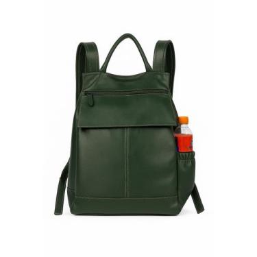 Imagem de Mochila Feminina de Couro Anti Furto Grd Zup Milano - Zup Bags, Verde 