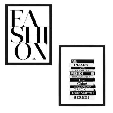 Imagem de Kit 2 Quadros Decorativos Livros Fashion