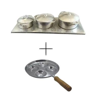 Imagem de Kit Miniatura Caçarolas e Frigideira Multi-ovo Frita 4 Ovos
