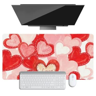 Imagem de Tapete de mesa de dia dos namorados para desktop, mouse pad grande, couro sintético, impermeável, protetor de mesa, mousepad com base antiderrapante com borda costurada para jogos e escritório