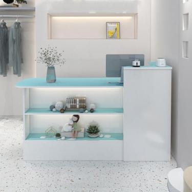 Imagem de Mesa de recepção, balcão de checkout, balcão de recepção de recepção, balcão de varejo, mesa de recepção com balcão, recepcionista, mesa de recepção pequena, balcão de loja, caixa L-Shap (luz B