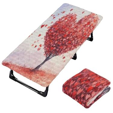 Imagem de Burbuja Lençol de berço de árvore de coração dos namorados para crianças, lençol acolchoado portátil com elástico para meninas e meninos, lavável na máquina, 63,5 x 127 cm