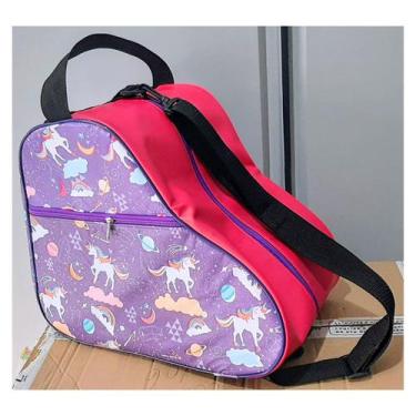 Imagem de Bolsa Mochila Porta Patins quad in line unicórnio lilás / rosa pink: P