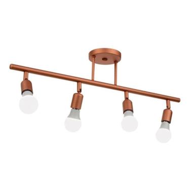 Imagem de Trilho Spot Para 4 Lâmpadas Sobrepor Direcionável E-27 Cobre