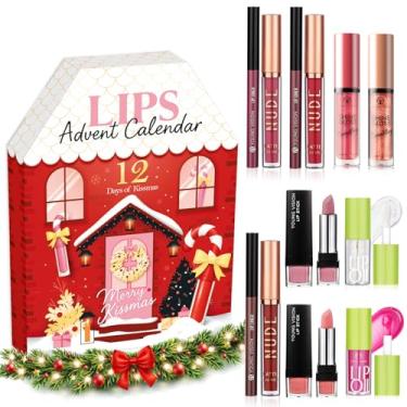 Imagem de Calendário de advento labial de 12 dias para meninas adolescentes, meias de Natal para mulheres com batom, batom, presentes de Natal para filha, namorada, esposa