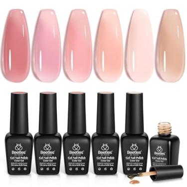 Imagem de Conjunto de esmalte de gel Beetles Rose Veil Jelly – Kit de unhas de gel rosa nude nude neutro efeito translúcido de imersão UV design de arte de unhas presente de manicure para mulheres