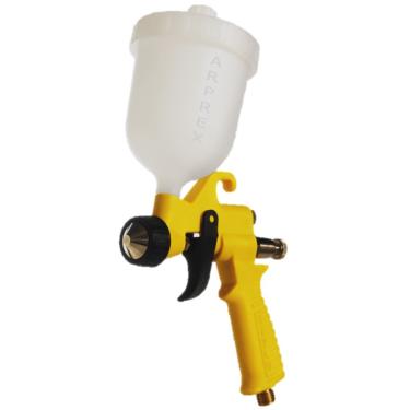Imagem de Pistola Pintura Arprex Stylo Amarela Gravidade Bico 0.8 Mm Caneca Nylon 250 Ml Com Coador