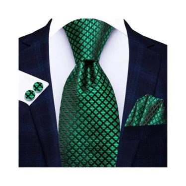 Imagem de Conjunto De Gravata, Abotoaduras E Lenço De Bolso Masculino Extra Long