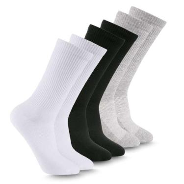 Imagem de Kit com 3 Pares Meias Cano Alto Mescla, Preto e Branco Zee Rucci, 39-4