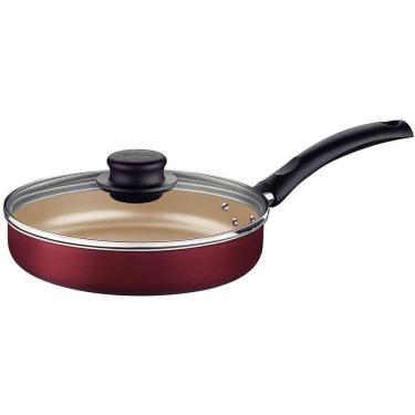 Imagem de Frigideira Reta Tramontina Turim Em Alumínio Com Antiaderente Starflon Max Vermelho 22 Cm 1,7 L