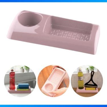 Imagem de Organizador Rosa De Pia Porta Detergente Bucha Sabão Esponja Organizaç