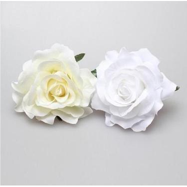 Imagem de Enfeite Arranjo Cabelo Noiva Flor Grande Tecido - Creme - De Castro Jo