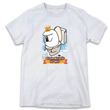 Imagem de 1 Camiseta Flork Frases Rei da Meditação no Vaso - W3Artestampa, Branc