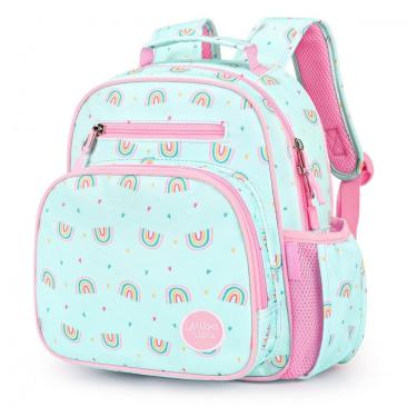 Imagem de Mochila infantil arco-íris verde menta mibasies 7L para meninas 2 a 4 anos 30 cm