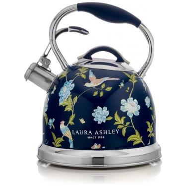 Imagem de Chaleira para fogão Laura Ashley inox azul marinho com estampa floral Elveden, 2,5 L, c...