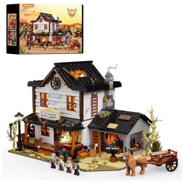 Imagem de Conjunto de blocos de montar Lumibricks Old West Blacksmith com iluminação LED, forja Velho Oeste clássica, 2042 peças