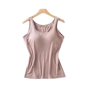 Imagem de Regata Feminina Slim Fit Acolchoada Com Sutiã Embutido, Blusa Casual C