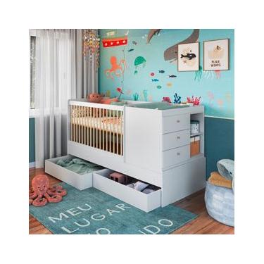 Imagem de Berço Cama com Cômoda e Gavetões Branco Completa Móveis