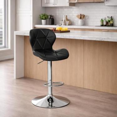 Imagem de Banqueta Slim Alta Giratória Ergonomica Altura Regulável Balcão Bar Co