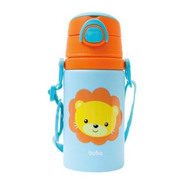 Imagem de Garrafinha De Alumínio Com Canudo Buba Animal Fun Leão 400ml
