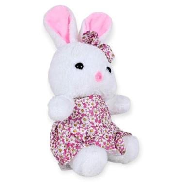 Imagem de Coelho de Páscoa Pelúcia Coelhinho com Roupa Florida 30cm Cor:Rosa - M